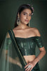 Dark Green Tafetta Silk Cocktail Lehenga With Dupatta