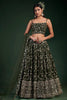 Olive Green Zari Work Georgette Reception Lehenga With Dupatta
