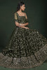 Olive Green Zari Work Georgette Reception Lehenga With Dupatta