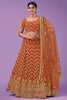 Orange Sequins Work Georgette Engagement Lehenga Choli