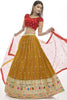 Mustard Yellow Thread Work Georgette Designer Lehenga With Choli