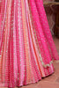 Pink Digital Print Sequins Chinon Silk Designer Lehenga With Dupatta