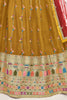 Mustard Yellow Thread Work Georgette Designer Lehenga With Choli