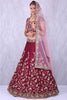 Maroon Banglory Silk Lehenga Choli with Applique Embroidery work
