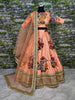 Gorgeous Peach Colored Partywear Designer Embroidered Lehenga Choli