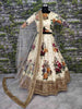 Gorgeous Cream Colored Partywear Designer Embroidered Lehenga Choli