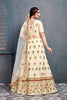 Marvellous Cream Embroidered Slub Silk Lehenga Choli