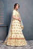 Marvellous Cream Embroidered Slub Silk Lehenga Choli