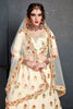 Marvellous Cream Embroidered Slub Silk Lehenga Choli