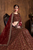 Breathtaking Maroon Sequins Raw Silk Bridal Lehenga Choli