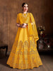 Preferable Yellow Sequins Art Silk Wedding Lehenga Choli