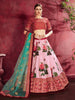Phenomenal Rose Pink Floral Printed Banglory Silk Wedding Lehenga Choli