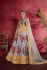 Impressive Grey Floral Printed Banglory Silk Wedding Lehenga Choli With Dupatta