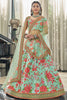 Mint Green Floral Printed Art Silk Engagement Lehenga Choli With Dupatta