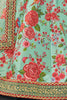 Mint Green Floral Printed Art Silk Engagement Lehenga Choli With Dupatta