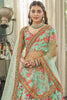Mint Green Floral Printed Art Silk Engagement Lehenga Choli With Dupatta