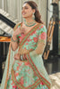 Mint Green Floral Printed Art Silk Engagement Lehenga Choli With Dupatta