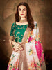 Cream Floral Digital Printed Organza Bridal Lehenga Choli
