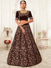 Refreshing Maroon Floral Embroidery Velvet Bridal Lehenga Choli With Peach Dupatta
