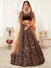 Refreshing Maroon Floral Embroidery Velvet Bridal Lehenga Choli With Peach Dupatta