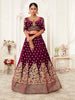 Hypnotic Purple Floral Embroidery Velvet Wedding Lehenga Choli With pink Dupatta