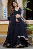 Black Georgette Laheriya Print Wedding Lehenga Choli