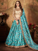 Beautiful Sky Blue Sabyasachi Floral Digital Printed Organza Party Wear Lehenga Choli With Blouse