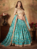 Beautiful Sky Blue Sabyasachi Floral Digital Printed Organza Party Wear Lehenga Choli With Blouse