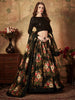 Mesmerizing Black Floral Print Organza Silk Wedding Lehenga Choli With Blouse