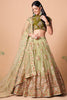 The pista green color net dupatta comes prettified with thread embroidery and sequin work.
