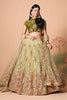 The pista green color net dupatta comes prettified with thread embroidery and sequin work.