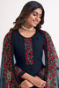 Navy Blue Thread Embroidered Georgette Paint Suit