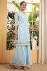 Captivating Blue Embroidered Georgette Casual Wear Sharara Suit