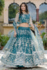 Lovely Teal Blue Thread Embroidered Net Wedding Wear Lehenga Choli