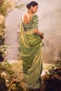 Beautiful Green Zari Weaving Organza Mehendi Wear Saree With Blouse