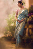 Stunning Powder Blue Zari Weaving Organza Event Wear Saree With Blouse