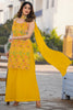 Spectacular Yellow Sequins Chinon Haldi Wear Palazzo Suit