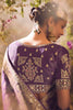 Shocking Dark Purple Zari Weaving Organza Function Wear Saree