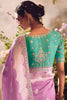 Marvelous Lavender Zari Weaving Organza Event Wear Saree With Blouse