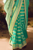 Majestic Aqua Green Zari Weaving Organza Festival Wear Saree