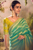 Majestic Aqua Green Zari Weaving Organza Festival Wear Saree