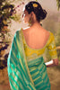 Majestic Aqua Green Zari Weaving Organza Festival Wear Saree