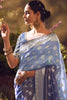 Mesmerizing Blue Zari Weaving Organza Traditional Saree With Blouse