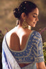 Mesmerizing Blue Zari Weaving Organza Traditional Saree With Blouse