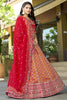 Excellent Red Zari Weaving Silk Bridal Wear Lehenga Choli With Dupatta