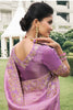 Marvelous Lavender Embroidered Tissue Silk Function Wear Saree