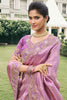 Marvelous Lavender Embroidered Tissue Silk Function Wear Saree