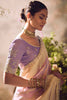 Engaging Lilac Color Zari Weaving Organza Event Wear Saree With Blouse