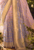 Engaging Lilac Color Zari Weaving Organza Event Wear Saree With Blouse