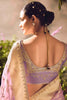 Engaging Lilac Color Zari Weaving Organza Event Wear Saree With Blouse